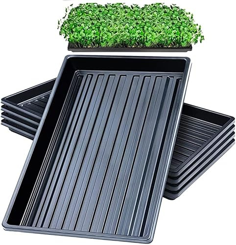 odlingsskålar utan dräneringshål 50 x 25 cm perfekta trädgårdsfrön odlingsskålar för plantor trädgårdsmästare inomhus, mikrogrönt vetegräs hydrokultur (ny svart 10 pack)