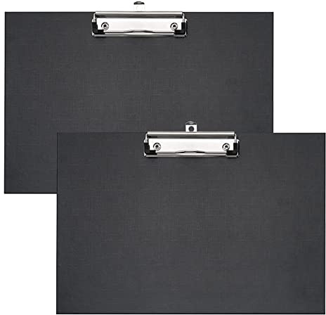 VELOFLEX A481798 - Klemmbrett Quer, DIN A4, 2 Stück, schwarz, Schreibplatte mit Metallklemme und Aufhängöse