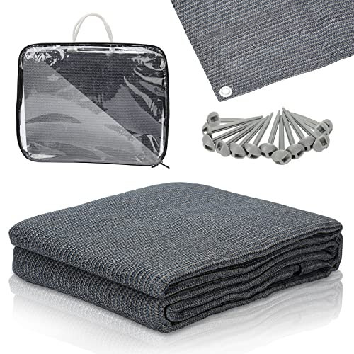 Ansobea Vorzeltteppich hochwertiger Camping Teppich 250x600cm,Zeltteppich Zeltunterlage bläulich-grau,Outdoor Campingmatte mit 12 Löchern, 13 Heringe und Tragetasche,Wohnwagen-Teppich