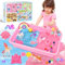 Herenear 36 Stück Sand Sandbox Set - Einhorn Geschenke für Mädchen, Spielsand Koffer Mit Rosa und Blau Knetsand, 4 Figuren und 30 Zubehör, Sensorisch Zaubersand Geschenk für Kinder 3+
