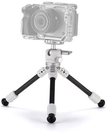 Tilta Trípode de Cámara con Cabeza Esférica de Sobremesa, Trípode de Viaje con Patas de Trípode de Fibra de Carbono de 1 Etapa (3KG) - Blanco Nieve TT-BT03-FB-SW