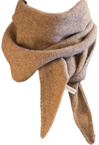 JOLILUNA Knitted Triangle Scarf for Women Thick Wool Head Scarf Y2k Bandana Downtown Girl Aesthetic Accessories (Khaki)