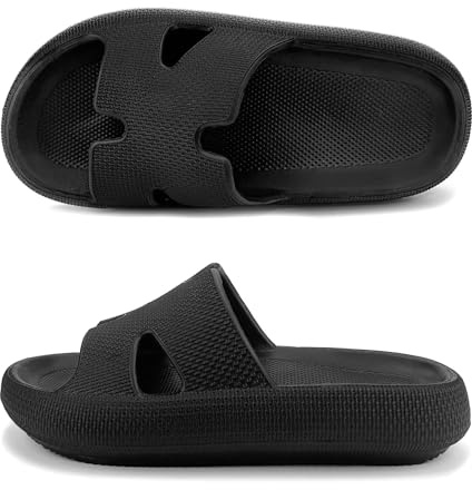 scecocrs Chaussons de bain pour femmes Cloud Soft Slippers Sandales de bain d'été Cozislides Chaussons originaux pour femmes Intérieur/Extérieur