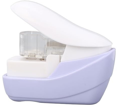 Baxnore Stapleless Stapler, 4 Page Capacity Hand Press Crimper, Purple Paper Binding Machine, Needleless Stapling Tool for Office School 2x1x2in