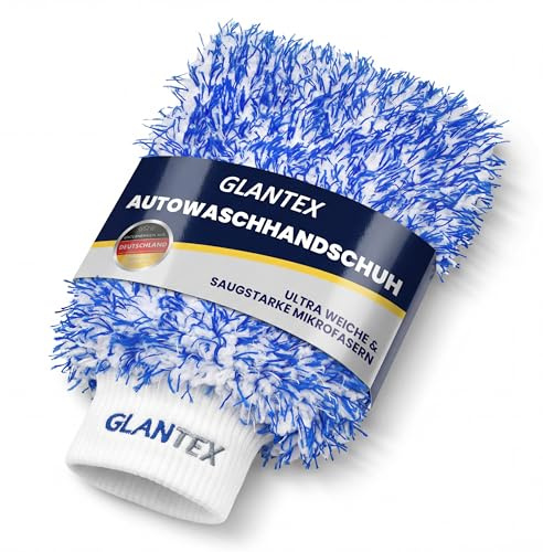 GLANTEX Premium Autowaschhandschuh - super saugstark & lackschonend - Mikrofaser Waschhandschuh für Auto, Felgen, Motorrad - Auto Handschuh (Auto Waschhandschuh)