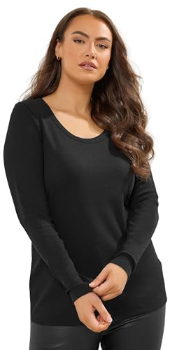 Yours Curve Ribbed Scoop Neck Top - Women's - Plus Size Curve Black