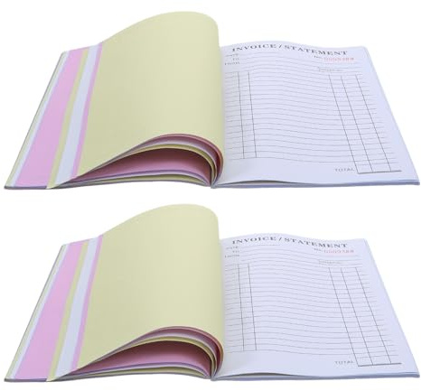 UTHCLO Libro de Facturas en Inglés 2 Copias Tamaño 21X145 CM 2 Unidades con 60 Hojas Cada Una Formularios para Contratistas Órdenes de Trabajo y Recibos para Pequeñas Empresas