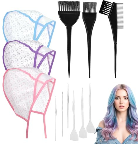Highlight Caps for Hair, Highlight Cap Dye Caps with Hooks Professional Frosting & Highlighting Kit for Salon Home Hair Coloring (Men Women)