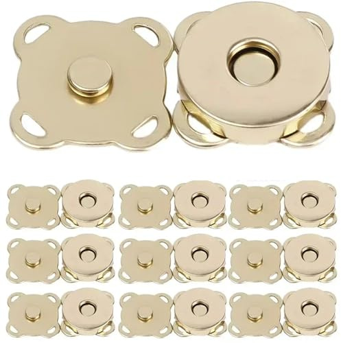 Magnetknappar Set med 1–20 påsar med magnetiska knappar med blixtlås, handväska, handväska, hantverksdelar, mini adsorption (guld - 14 mm, 5set)