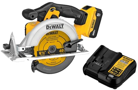 DEWALT 20V MAX 6-1/2-Inch Circular Saw Kit, with 5.0-Ah Battery and Charger (DCS391P1)