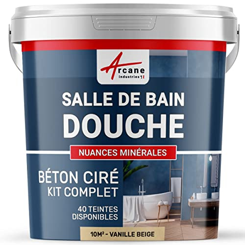 béton ciré salle de bain, douche italienne, pièce d'eau, kit beton cire, salle de bains, douche italienne - 10 m² (en 2 couches) Vanille Beige - ARCANE INDUSTRIES