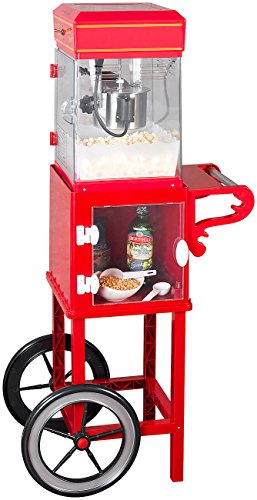 Rosenstein & Söhne Profi-Popcorn-Maschinen: Retro-Popcorn-Maschine Movie und Rollwagen im 50er-Stil, rot (süßes Maschinen, Retro Maker, Wagen)