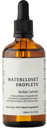 Vanilla Blanc - Sicilian Lemon Water-Closet Droplets - Eliminates Foul Odour - Natural Blend of Lime, Geranium & Lemon Essential Oils - 100% Natural Alternative to Air Fresheners & Sprays – 100ml
