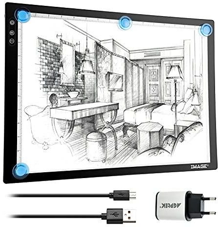 IMAGE A3 Leuchttisch LED Zeichenbrett magnetischer Leuchtkasten Light Pad Diamond Painting Lichtpad mit Drucktaste zum Zeichnen