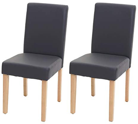 Mendler 2er-Set Esszimmerstuhl Stuhl Küchenstuhl Littau - Kunstleder, grau matt, helle Beine