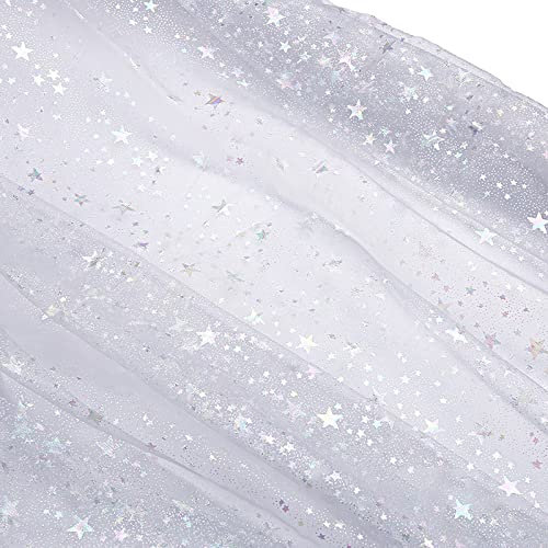 LdawyDE Tüllstoff 160cm x 100cm Tüllstoff Glitzer Garn Tüll Deko Stoffe Garn Tüll Stoff für DIY Bekleidung & Deko, Weich und Fein Hochwertig
