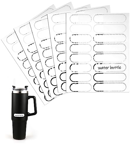 80pcs Étiquettes Étanches, 2 Tailles Waterproof Labels Autocollant de Nom Personnalisé Name Tag Sticker pour Bouteille d'Eau et Conteneur Sans Résidu (Ligne de Course)