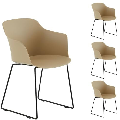 IDIMEX Gartenstuhl FORO in beige aus Alu und Kunststoff, schlanker Terrassenstuhl aus Polypropylen und Metall, Sitzschale UV-beständig