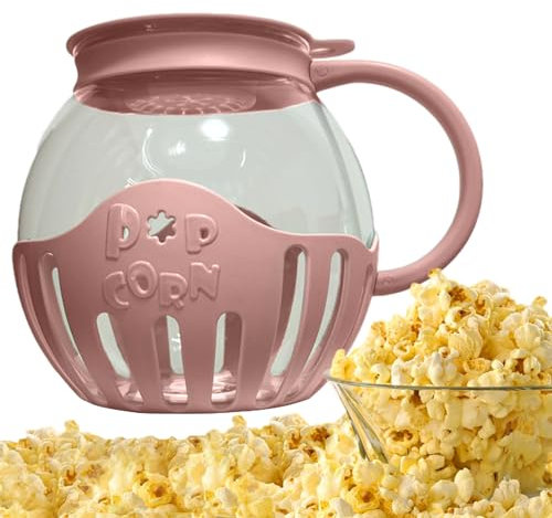 Microwave Popcorn Maker, Microwave Popcorn Bowl, 2.13L Borosilicate Glass Bow, Popcorn Machine, Microwave Glass Popper In An Easy To Make Popcorn, Dishwasher Safe
