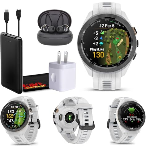 Garmin Approach S70 - Reloj inteligente de golf con GPS para hombre, pantalla táctil ligera AMOLED y cursos precargados con auriculares inalámbricos y más