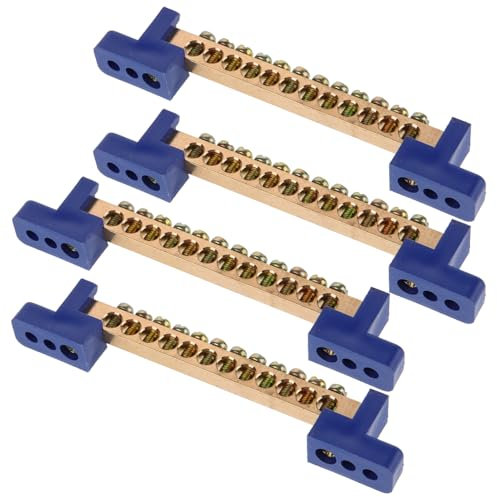 DOITOOL 4pièces Barre De Mise Terre Cuivre Bornier De Distribution Électrique Stable Connecteur Bloc Pour Tableau Électrique