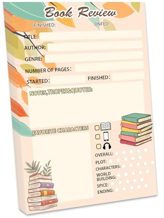 Book Review Notepad Reading Log 5x8 Inches for Back to School 50 Sheets