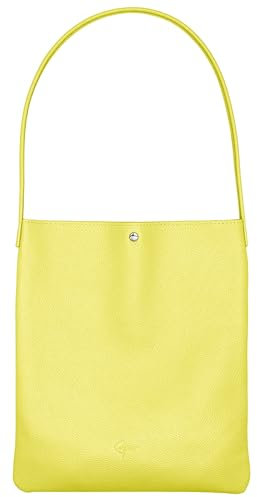 Caspar Klassisch Elegante Schultertasche aus Leder Mittelgroße Damen Shopper Handtasche - CLASSIC LINE - Modell No.822 - Made in Italy, Farbe:gelb
