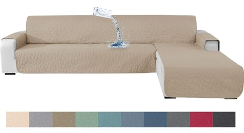 Ystyle Sofföverdrag L Formad 3 Sits, Sofföverdrag Chaise Longue, Chaise Longue Sofa Protector, Sofföverdrag Hörnsoffa, Soffskydd För L-Formad Soffa, Sofa Cover L Shape (255cm, Beige)