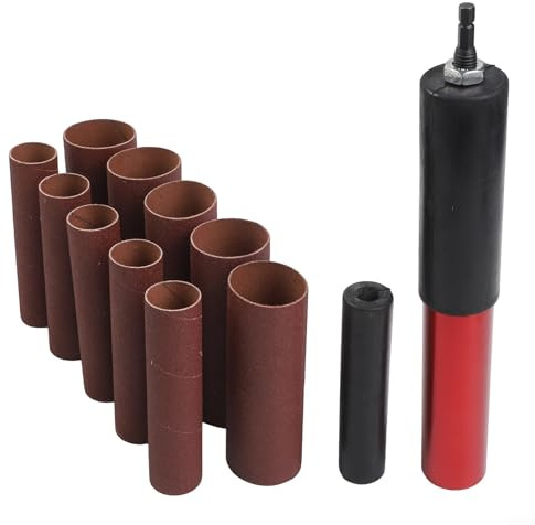 Yuanpgky Tambor de lijado de goma manual para taladro, adaptador de lijadora de husillo con 2 tamaños (4.5 x 1.5 pulgadas y 4.5 x 1 pulgada), fundas abrasivas para madera, metal, plástico, compatible