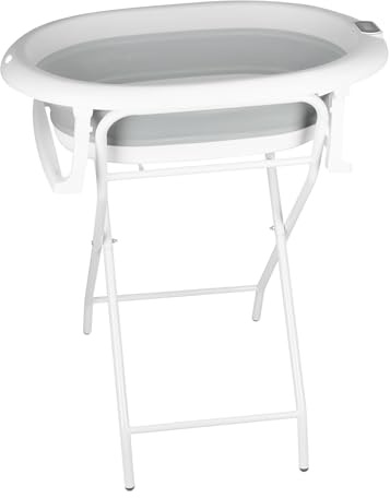 Vikbart badkar med halkskydd - säkert och bekvämt vikbart babybassäng för nyfödda och småbarn, (stil 1) 85 x 47 x 85 cm - grått