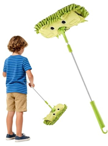 Kinder-Reinigungsmopp | 1 x lustiges und süßes Haushaltsspielzeug | Abnehmbarer Teleskopgriff | Pädagogisches Rollenspiel, Hauswartung, Küchenspaß, Lernen