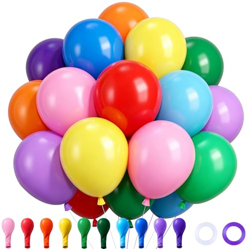 Wayfun 52 Globos de Cumpleaños Arcoíris Colores, 12 Pulgadas Globos Colores Arcoíris para Helio y Aire, Globos de Látex, Balones de Festa para Decoracion Cumpleaños Baby Shower Graduación Aniversario