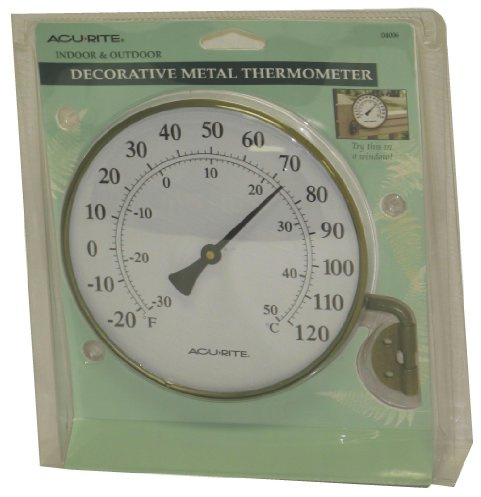 AcuRite 04006 6-Inch Antiqued Brass Finish Thermometer with Bracket