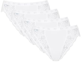 Sloggi Chic Tai 4p, Slip Donna, Bianco (White), 40