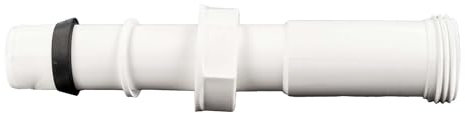 tecuro Verlängerungsrohr Überlauf-Verbindungsrohr Ø 25 x 165 mm mit 1 Zoll ÜWM und Keildichtung, Kunststoff weiß