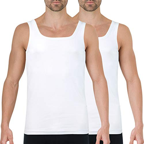 Athena - Lot de 2 Débardeurs Homme Ecopack Col V - 100% Coton - Label Oeko-TEX® Standard 100 - Maillots de Corps sans Couture Côté, Manches Courtes