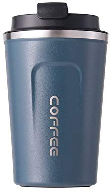 Gteller Tazza da viaggio in acciaio inox a doppia parete isolata in acciaio inox con coperchio (blu, 368,5 g)