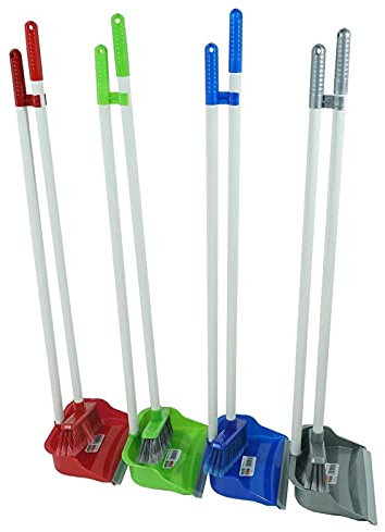 HAC24 8tlg. Kehrgarnitur Kehrschaufel Kehrbesen mit langem Stiel Kehrset Besen Schaufel mit Gummilippe Kunststoff