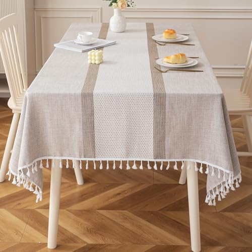 Deep Dream Table Cloth Rectangle Table, Rustic Waterproof Cotton Linen Tablecloths, Wrinkle Free Farmhouse Style TableCloths for Parties, Kitchen Dining, Holiday, 55 X 70, 4-6 Seats