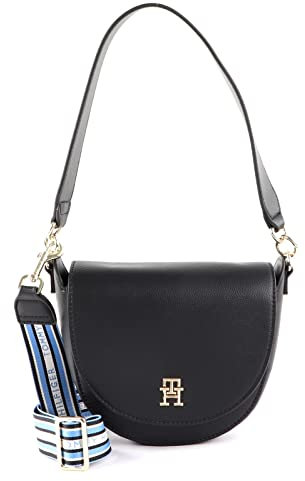 Tommy Hilfiger Damen Umhängetasche Tommy Life Saddle Bag Klein, Schwarz (Black), Einheitsgröße