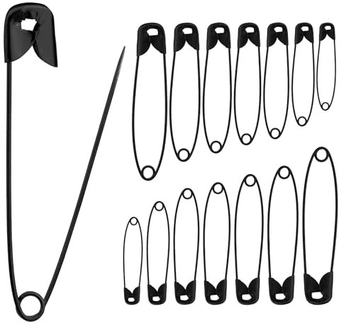 Quality Safety Pins,Qualitäts-Sicherheitsnadeln, 420 Stück, Verschiedene Sicherheitsnadeln in 7 Größen, langlebiger, rostbeständiger vernickelter Stahl,