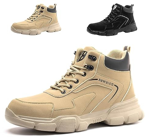 Scarpe Antinfortunistiche Uomo Donna Impermeabile e Traspirante Scarpe da Lavoro con Punta in Acciaio 9193 Marrone 45 EU 275