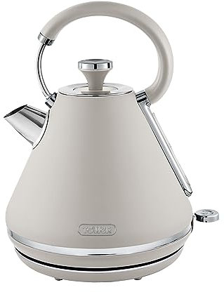 Tower T10044MSH Cavaletto Pyramid Kettle with Fast Boil, Detachable Filter, 1.7L, 3000 W, Latte and Chrome Accents