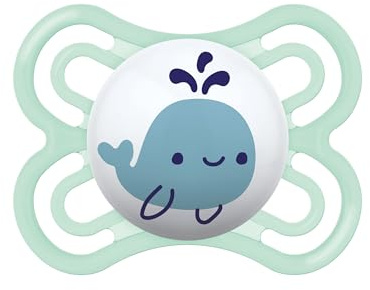 MAM Perfect Ciuccio misura 2-6 mesi, Tettarella in Silicone SkinSoft, Bio-circolare, con Custodia Porta Succhietto, Blu