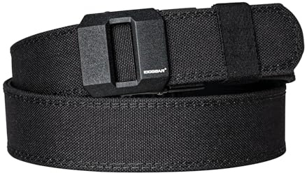 IDOGEAR Cintura tattica per pistola 1,5'' EDC Cinghia rigida per impieghi gravosi 38 mm in nylon cintura di utilità cintura a cricchetto rinforzata per trasporto occulto (Black, Small)