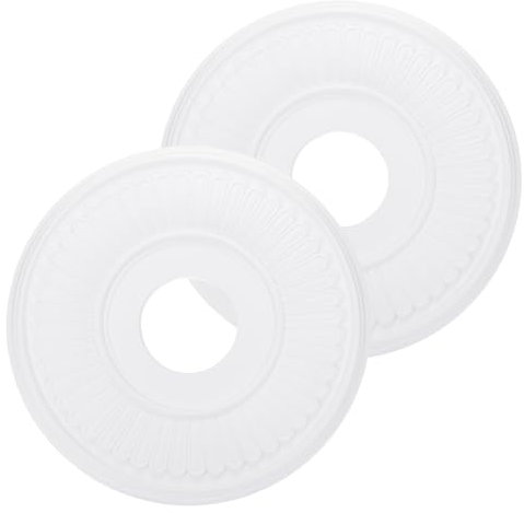 PATIKIL Médaillon de Plafond, 2 Pcs 33 x 8.7 cm PU pour Luminaire de Plafond Chandelier Médaillon Plaque de Couverture de Luminaire de Plafond Traditionnel pour Luminaires, Blanc