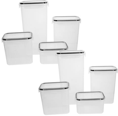 SHOWERORO 8stücke Getreide-vorratsbehälter Transparente Lebensmittel-lagerung Boxen Bohnen-aufbewahrungsboxen Luftdichte Versiegelte Küche Behälter Mit Griff Für Snacks Obst Gemüse