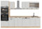 Vicco Küchenzeile R-Line, Weiß Landhaus/Goldkraft Eiche, 300 cm mit Hochschrank, ohne Arbeitsplatte