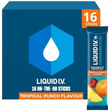 Liquid I.V. Electrolyte Sachets | Tropical Punch | Hydration Electrolyte Powder Mix | 1 Pack (16 Sticks) | 7 Vitamins and Minerals | Vegan