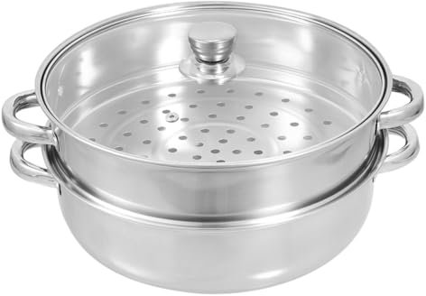 SECFOU 1juego Olla De Vapor De Inoxidable De Cesta Vaporera Doble Para Cocción Para Cocinas De Inducción y Familiar